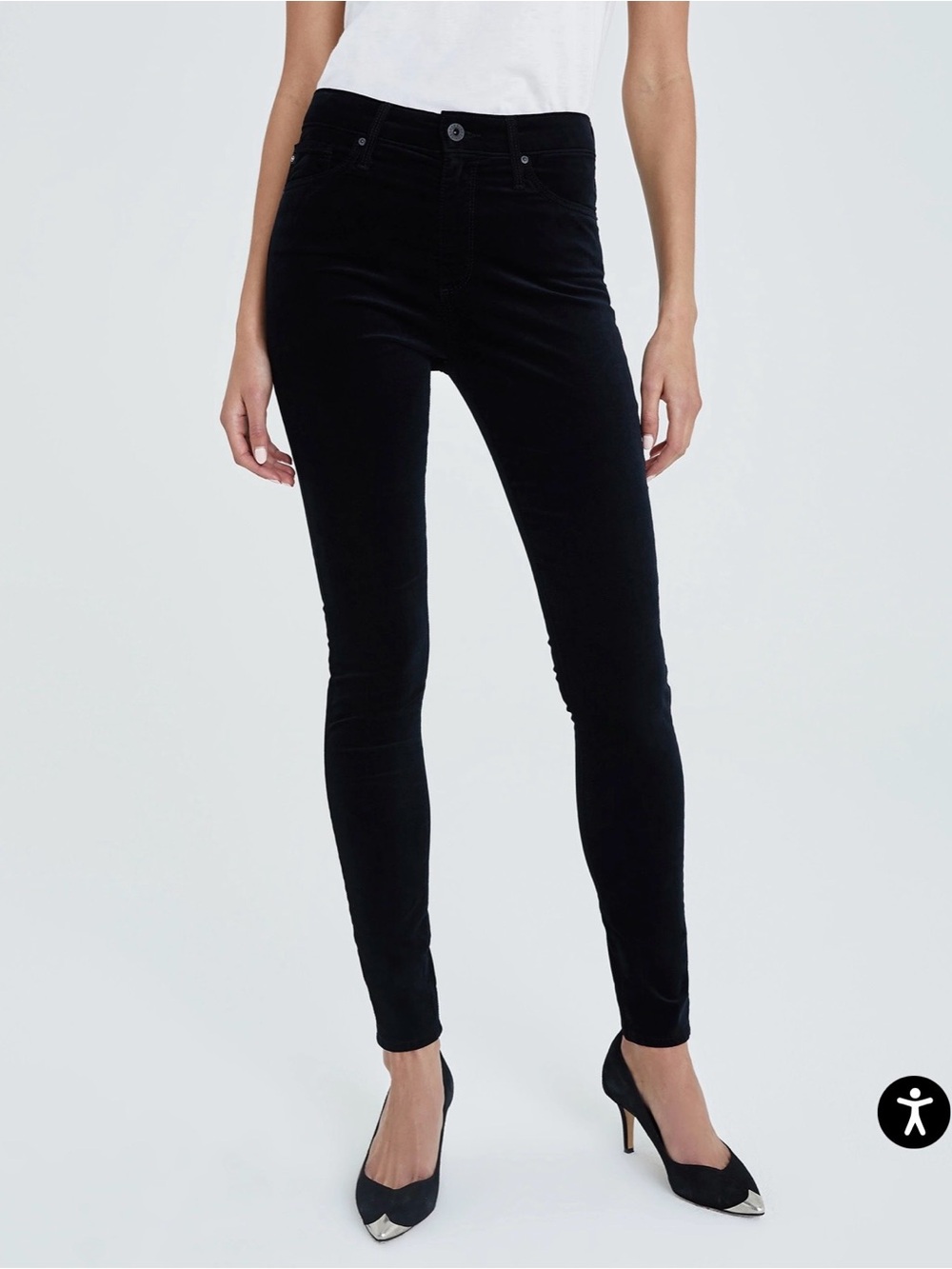 AG Adriano Goldschmied Black Velvet Skinny Pants